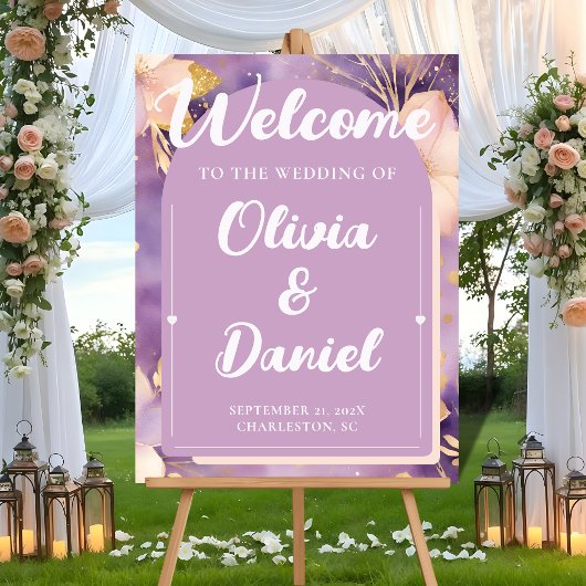 Soft Lavender Ceremony Welcome Display