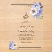 Soft Lavender Floral Islamic Muslim Wedding Acryl Uitnodigingen (Voorkant)