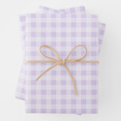 Soft Lavender Gingham Wrapping Paper Sheets (In situ)