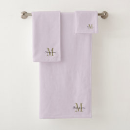 Soft Lavender Gold Initiaal en naam op maat Bad Handdoek