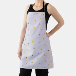 Soft Lavender Japanese Yellow Viola Floral Pattern Schort