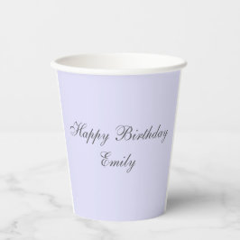 Soft Lavender Minimalist Birthday Party Paper Cup Papieren Bekers