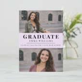 Soft Lavender Photo Graduate Announcement Kaart (Staand voorkant)