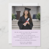 Soft Lavender Photo Graduate Announcement Kaart (Achterkant)