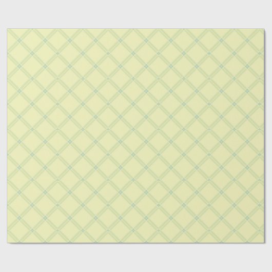Soft Lemon Yellow and Mint Green Diagonal Plaid Cadeaupapier (Vlak)
