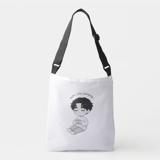 Soft Life Loading Cozy Chibi Boy Tea Crossbody Tas (Voorkant)