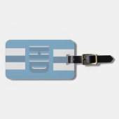 Soft Light Blue striped Shadow monogrammed modern Bagagelabel (Voorkant horizontaal)
