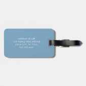 Soft Light Blue striped Shadow monogrammed modern Bagagelabel (Achterkant horizontaal)