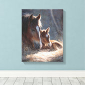 Soft Light Mare and Foal Painting Canvas Afdruk (Insitu (Houten vloer))