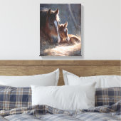 Soft Light Mare and Foal Painting Canvas Afdruk (Insitu (Slaapkamer))