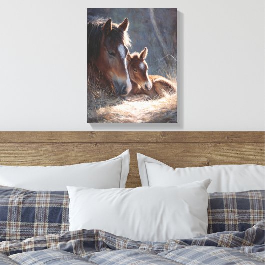 Soft Light Mare and Foal Painting Canvas Afdruk (Insitu (Slaapkamer))