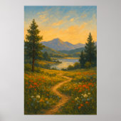 Soft Light over Dreamy Plains | Landscape Painting Poster (Voorkant)