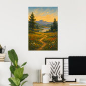 Soft Light over Dreamy Plains | Landscape Painting Poster (Thuiskantoor)