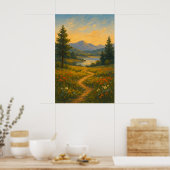 Soft Light over Dreamy Plains | Landscape Painting Poster (Keuken)