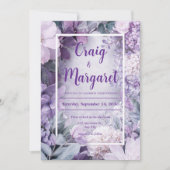 Soft Lila & Blush Bloemen bruiloft Kaart (Voorkant)