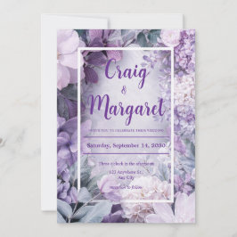 Soft Lila & Blush Bloemen bruiloft Kaart