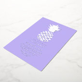 Soft Lilac & Silver Tropical Pineapple Wedding Folie Uitnodiging (Gedraaid)