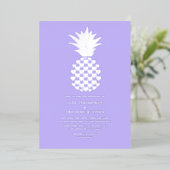 Soft Lilac & Silver Tropical Pineapple Wedding Folie Uitnodiging (Staand Voorkant)