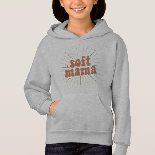 Soft Mama: Retro Groovy Sunburst Moederschap Typog (Voorkant)