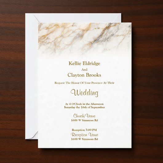 Soft Marble Fade Wedding Invitation Kaart