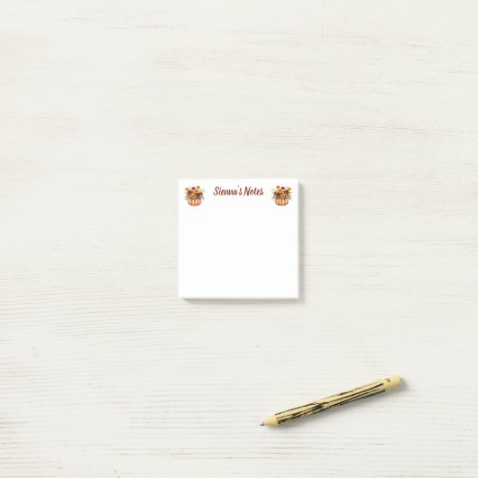Soft Marigold Floral Name Post-it® Notes (Op bureau)