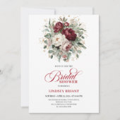 Soft Marsala Flowers Bridal Shower Invitation Kaart (Voorkant)