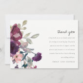 SOFT MAUT PAARSE LILA WATERVERF FLORAL WEDING BEDANKKAART (Voorkant)