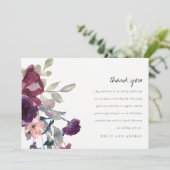 SOFT MAUT PAARSE LILA WATERVERF FLORAL WEDING BEDANKKAART (Staand voorkant)