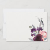 SOFT MAUT PAARSE LILA WATERVERF FLORAL WEDING BEDANKKAART (Achterkant)