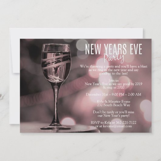 Soft Mauve Elegant New Years Eve Party Kaart (Voorkant)