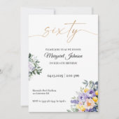 Soft Mauve Floral 60th Birthday Celebration Kaart (Voorkant)