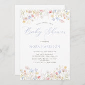 Soft Meadow Blue Script-Baby shower Kaart (Voorkant / Achterkant)