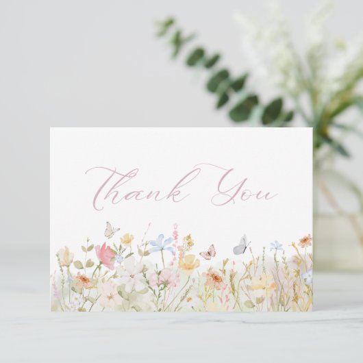 Soft Meadow Blush Script-Baby shower Bedankkaart (Staand voorkant)