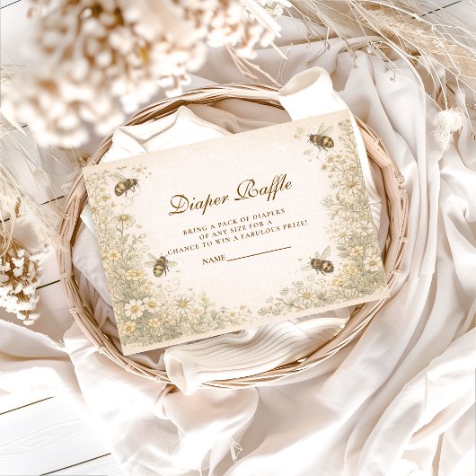 Soft Meadow Honey Bee Diapper Raffle Informatiekaartje