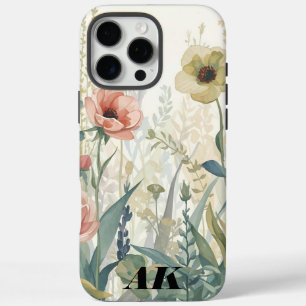 Soft Meadow Impression – Waterverf botanische wand iPhone 16 Pro Max Hoesje