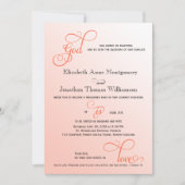 Soft Melon Script God is Love Christelijk Wedding Kaart (Voorkant)