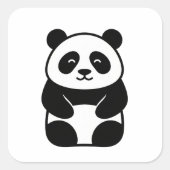 Soft Minimal Panda Illustration Vierkante Sticker (Voorkant)