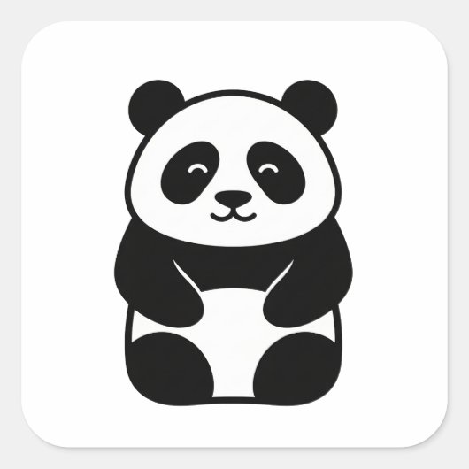 Soft Minimal Panda Illustration Vierkante Sticker (Voorkant)