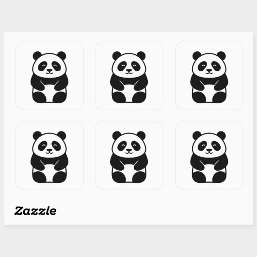 Soft Minimal Panda Illustration Vierkante Sticker (Vel)