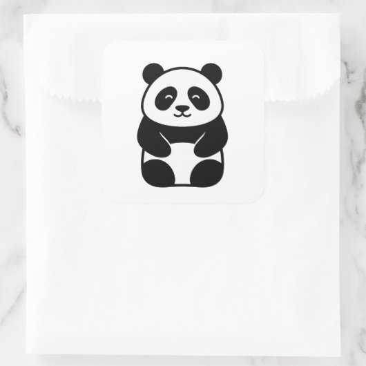 Soft Minimal Panda Illustration Vierkante Sticker (Tas)