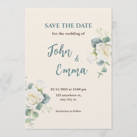 Soft Minimalist Save the Date | Editable Template  Kaart (Voorkant)