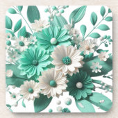 Soft mint Floral Coaster Elegance in Every Sip Bier Onderzetter (Voorkant)