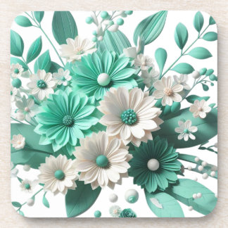 Soft mint Floral Coaster Elegance in Every Sip Bier Onderzetter