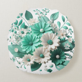Soft mint Floral round cushion for Cozy Spaces Rond Kussen