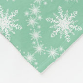 Soft Mint Green en White Snowflakes Fleece Deken (Hoek)