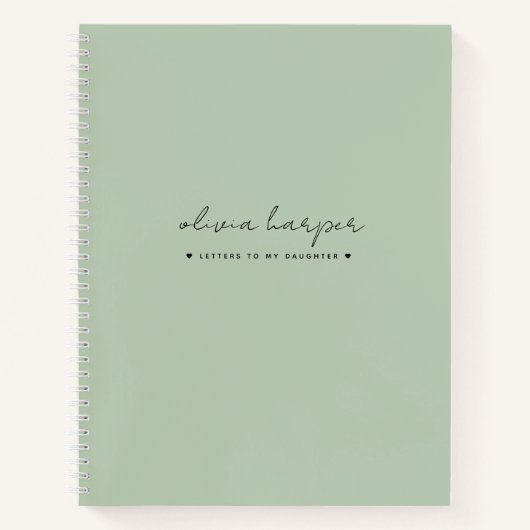 Soft Mint Green Letters to Daughter Journal Notitieboek (Voorkant)