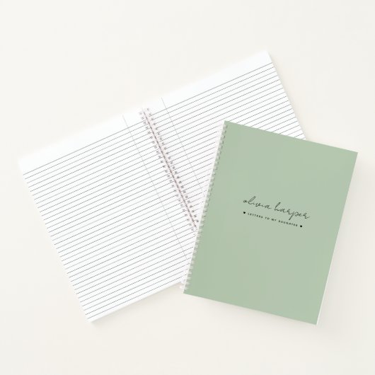 Soft Mint Green Letters to Daughter Journal Notitieboek (Binnen)