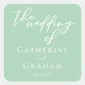 Soft Mint Green Wedding gepersonaliseerd Vierkante Sticker (Voorkant)