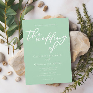 Soft Mint Green White Script Spring Wedding Kaart