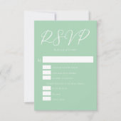 Soft Mint Green White Script Spring Wedding RSVP Kaartje (Voorkant)
